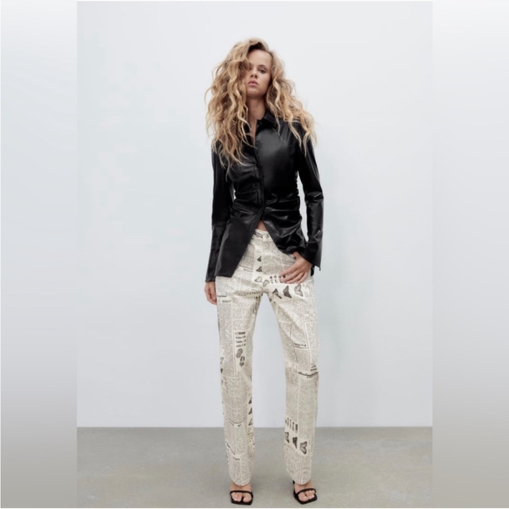 ZARA Fitted Faux Leather Overshirt - Picture 6 of 8
